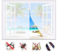 Moustiquaire Fenêtre Magnétique, Rideau Anti Mouche Auto-AdhéSif Ultra Fines Maille Puissants Aimants, Fermeture Automatique, Kit d'installation Complet-White a|| 47x87inch(120x220cm)