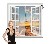 Moustiquaire Fenetre Magnetique Sur Mesure Blanc 115x105cm Rideau Moustiquaire Pour Porte Anti Insectes-sans Percer-Pour Balcon Chambre Salon Couloir Fenêtre