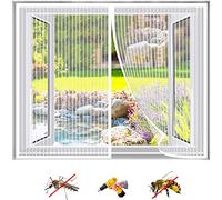 Moustiquaire Fenêtre Magnétique, Ultra Fine Fermeture Automatique Aimantée Maille sans Percer Rideau Porte Anti Mouches Antimoustique, pour Couloirs Patio-White|| 41x86inch(105x220cm)