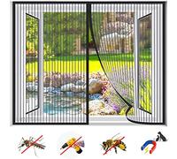 Moustiquaire Fenêtre Magnétique, Ultra Fine Fermeture Automatique Aimantée Maille sans Percer Rideau Porte Anti Mouches Antimoustique, pour Couloirs Patio-Black|| 43x49inch(110x125cm)