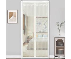 Moustiquaire Fenêtre Magnétique Universelle Anti - Ajustable Sans Perçage Facile à Installer pour Fenêtres et Portes80x200cm Largeur/Hauteur