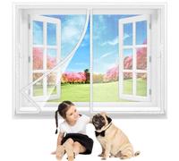 Moustiquaire Fenêtre Porte 40x40 cm, Magnetique pour Fenêtre Coulissante, d'entrée, Battante,Enroulable, Caravane, Balcon, Camping Car Blanc Version-Améliorée
