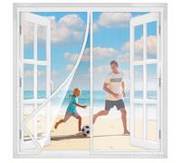 Moustiquaire Fenetre Porte AimantéE 45x160 cm, Fermeture Automatique Moustiquaire Fenetre Porte Anti Insecte Mouche Fenetre De Balcon Fenetre Coulissantes Blanc Version-Améliorée