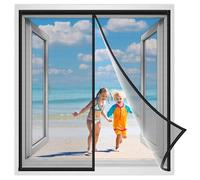 Moustiquaire Fenêtre Porte magnétique 145x185 cm, Rideau moustiquaire pour Fenêtre Porte baie vitrée Ajustable avec aimant moustiquaire Rideau anti moustiqu Noir Renforcés