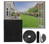 MOGITO Moustiquaire Transparente Universelle pour Fenêtre, Moustiquaire Fenetre Peut être coupé, Moustiquaire avec Rubans Adhésifs sans Percage, Taille Maximale de la Fenêtre 130x150cm, Noir