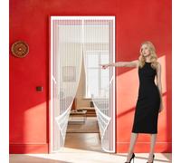 Moustiquaire Fenêtre Rideau 101 x 196 cm Différentes Tailles Moustiquaire Ajustable Aimantée Maintient L'Air Frais à L'Intérieur Convient Aux Balcons, Caves et Chambres, Blanc