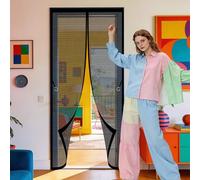 Moustiquaire Fenêtre Rideau 101 x 216 cm Sans Perçage, Installation Facile Moustiquaire Aimantée Impénétrable Anti Mouches et Insectes pour Balcon, Cave et Terrasse, Noir