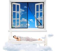 Moustiquaire Fenêtre Rideau 115 x 130 cm Facile à Installer sans Percer Rideau de Porte Animaux AcceptéS pour Couloirs, Portes【Noir】