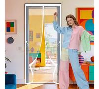 Moustiquaire Fenêtre Rideau 119 x 192 cm Sans Perçage, Installation Facile Moustiquaire Aimantée Impénétrable Anti Mouches et Insectes pour Balcon, Cave et Terrasse, Blanc