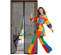 Moustiquaire Fenêtre Rideau 99 x 292 cm Fermeture Automatique, Sans Perçage Fly Screens for Doors Protection Contre Les Moustiques Idéale pour Balcons, Caves, Chambres, Noir