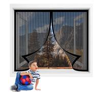 Moustiquaire Fenêtre Sans Perçage 114 x 97 cm Moustiquaire Magnétique Sans Poinçon Percer Facile à Installer pour Couloirs Fenetres Patio, Noir