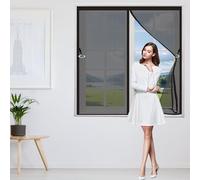 Moustiquaire Fenêtre Sans Perçage 118 x 146 cm Moustiquaire de Fenêtre Magnétique Universelle Transparente Fermeture Automatique Filet de Fenêtre pour Balcon Salon Patio, Noir