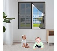 Moustiquaire Fenêtre Sans Perçage 155 x 103 cm Moustiquaire Fenêtre Magnétique Universelle Transparente Fermeture Automatique Filet de Fenêtre pour Balcon Salon Patio, Noir
