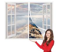 Moustiquaire Fenêtre Sans Perçage 174 x 205 cm Fixation Magnétique Innovante Adsorption Magnétique pour Fenetre Coulissante, Blanc