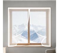 Moustiquaire Fenêtre Sans Perçage 60 x 60 cm Perçage Maille Ultra Fine Fermeture Automatique Rideau en Maille Installation Facile pour Balcon, Chambre et Salon, Blanc