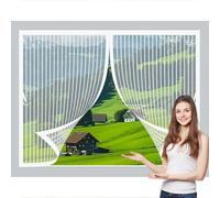 Moustiquaire Fenêtre Sans Perçage 71 x 88 cm Anti-Moustiques, Fermeture Automatique, Sans Perçage, Maille Fine, Moustiquaire Fenêtre pour Porte de Balcon, Porte Cave, Blanc