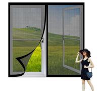 Moustiquaire Fenêtre Sans Perçage 75 x 100 cm Perçage Maille Ultra Fine Rideaux Anti Mouche Sans Espace, Amovible, Facile à Installer pour Balcon, Chambre et Salon, Noir