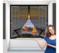 Moustiquaire Fenêtre Sans Perçage 75 x 80 cm Anti-Moustiques, Fermeture Automatique, Sans Perçage, Maille Fine, Magnétique Moustique pour Porte de Balcon, Porte Cave, Noir