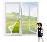 Moustiquaire Fenêtre Sans Perçage 90 x 120 cm Perçage Maille Ultra Fine Rideaux Anti Mouche Sans Espace, Amovible, Facile à Installer pour Balcon, Chambre et Salon, Blanc
