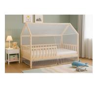 Moustiquaire Intégrale pour Lit Cabane 90x190 cm - Beige Clair.Uniquement Compatible avec Cette Forme de Toit.PAS LA CORSE.