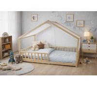 Moustiquaire Intégrale pour Lit Cabane 90x190 cm - Toit Maison - Beige Clair - Ouverture Façade - Attention Uniquement Compatible avec Cette Forme de Toit. (90x190 CM, Maison)