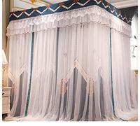 Moustiquaire Luxe Princesse Four Corner Post Bed Rideau Canopy Netting Moustiquaire Literie Rideau De Lit Double Couche Amovible,Green,150 * 200cm