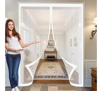 Moustiquaire Magnétique 100 x 100 cm Fermeture Automatique, Perçage Maille Ultra Fine, Aimants Plus Forts, Installation Adhésive Magnétique Rideau de Porte pour Rideau Couloirs, Blanc