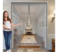 Moustiquaire Magnétique 100 x 100 cm Fermeture Automatique, Perçage Maille Ultra Fine, Aimants Plus Forts, Installation Adhésive Magnétique Rideau de Porte pour Rideau Couloirs, Gris