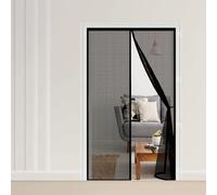 Moustiquaire Magnétique 100 x 180 cm Maille Ultra-Fine, Fermeture Auto Aimants, Bande Auto-Agrippante, Montage Facile Rideau Moustiquaire Magnétique pour Porte Exterieur, Noir