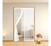 Moustiquaire Magnétique 100 x 180 cm Maille Ultra-Fine, Fermeture Auto Aimants, Bande Auto-Agrippante, Montage Facile Rideau Moustiquaire Magnétique pour Porte Exterieur, Blanc