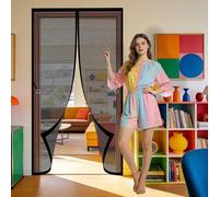 Moustiquaire Magnétique 102 x 216 cm Sans Perçage, Installation Facile Rideau Magnétique Rideau de Porte Se Ferme Tout Seul pour Balcon Salon Chambre Portes, Noir