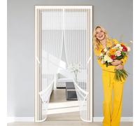 Moustiquaire Magnétique 108 x 267 cm Différentes Tailles Moustiquaire Aimantée Magnétique Se Ferme Tout Seul pour Balcon, Cave et Terrasse, Blanc