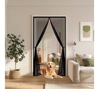 Moustiquaire Magnétique 110 x 175 cm Anti-Moustiques, Bande Auto-Agrippante, Sans Percage, Fermeture Automatique, Moustiquaire Fenêtre Magnétique pour Fenêtres Porte, Noir