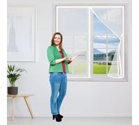 Moustiquaire Magnétique 118 x 122 cm Moustiquaire Fenêtre Magnétique Universelle Transparente Fermeture Automatique Filet de Fenêtre pour Balcon Salon Patio, Blanc