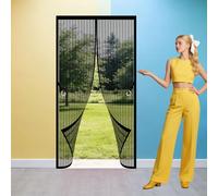 Moustiquaire Magnétique 119 x 261 cm Fermeture Automatique, Sans Perçage Rideaux Aimantée Sans Percage Perçage Idéale pour Balcons, Caves, Chambres, Noir