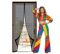 Moustiquaire Magnétique 120 x 200 cm avec Fermeture Automatique Moustiquaire Aimantée Impénétrable Anti Poussière pour Porte Exterieur, Balcon, Camping Car, Terrasse, Noir