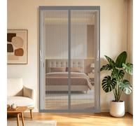 Moustiquaire Magnétique 145 x 215 cm Maille Ultrarésistante, Joint Magnétique de Haut en Bas Maille Très Dense Aimantée Épaissie Moustiquaire Porte pour Balcon, Chambre, Gris