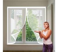 Moustiquaire Magnétique 147 x 160 cm Anti Mouche Maille Ultra Fine, Protection Contre Les Moustiques Moustiquaire Magnétique pour Porte pour Balcon, Cave et Terrasse, Blanc