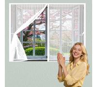 Moustiquaire Magnétique 155 x 230 cm Anti Mouches et Insectes, Fermeture à Scratch, Sans Perçage, Puissants Aimants, Moustiquaire Porte Fenetre pour Balcon, Chambre, Blanc