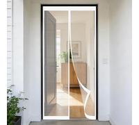 Moustiquaire Magnétique 160 x 220 cm Sans Perçage, Fermeture Automatique, Maintient L'Air Frais à L'Intérieur, Anti-Insectes Maille Aimantée Rideau pour Porte Exterieur, Blanc