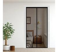 Moustiquaire Magnétique 73 x 225 cm Maille Ultra-Fine, Fermeture Auto Aimants, Bande Auto-Agrippante, Montage Facile Épaissie Moustiquaire Porte pour Couloirs, Noir