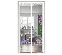 Moustiquaire Magnétique 75x210cm, Aimants Ultra Seal Store Moustiquaire Fixation Aimantée, pour Couloirs Portes Patio. - Blanc