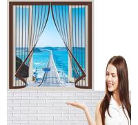 Moustiquaire Magnétique 80 x 113 cm Fibre de Verre Moustiquaire Anti-Insectes Fermeture Automatique pour Window and Door, Marron