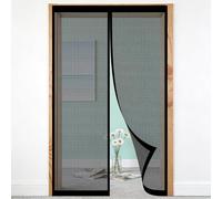 Moustiquaire Magnetique 90 x 105 cm Sans Perçage, Fermeture Automatique, Maintient L'Air Frais à L'Intérieur, Anti-Insectes Rideau en Maille pour Porte Exterieur, Noir