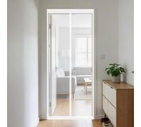 Moustiquaire Magnétique 90 x 110 cm Sans Perçage, Fermeture Automatique, Maintient L'Air Frais à L'Intérieur, Anti-Insectes Rideau Anti Moustique pour Porte Exterieur, Blanc