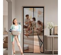 Moustiquaire Magnétique 90 x 120 cm Anti Mouches et Insectes, Maille Très Dense Moustiquaire de Porte Installation Facile avec Bande Magique pour Couloirs, Portes, Patio, Noir