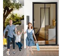 Moustiquaire Magnétique 90 x 120 cm Maille Très Dense, Anti Mouches et Insectes Moustiquaire Aimantée Installation Facile avec Bande Magique pour Patio, Couloirs, Portes, Noir