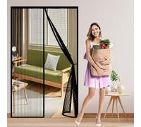 Moustiquaire Magnétique 90 x 120 cm Puissants Aimants, Fermeture Automatique Magnétique Rideau de Porte Installation Facile avec Bande Magique pour Cuisine Salon Chambre, Noir