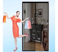 Moustiquaire Magnétique 90 x 120 cm Puissants Aimants, Fermeture Automatique Moustiquaire de Porte Installation Facile avec Bande Magique pour Couloirs, Portes, Patio, Noir