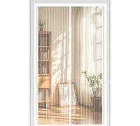 Moustiquaire Magnétique 95 x 195 cm Maille Ultra-Fine, Fermeture Auto Aimants, Bande Auto-Agrippante, Montage Facile Moustiquaire Fenetre Magnetique pour Patio, Blanc